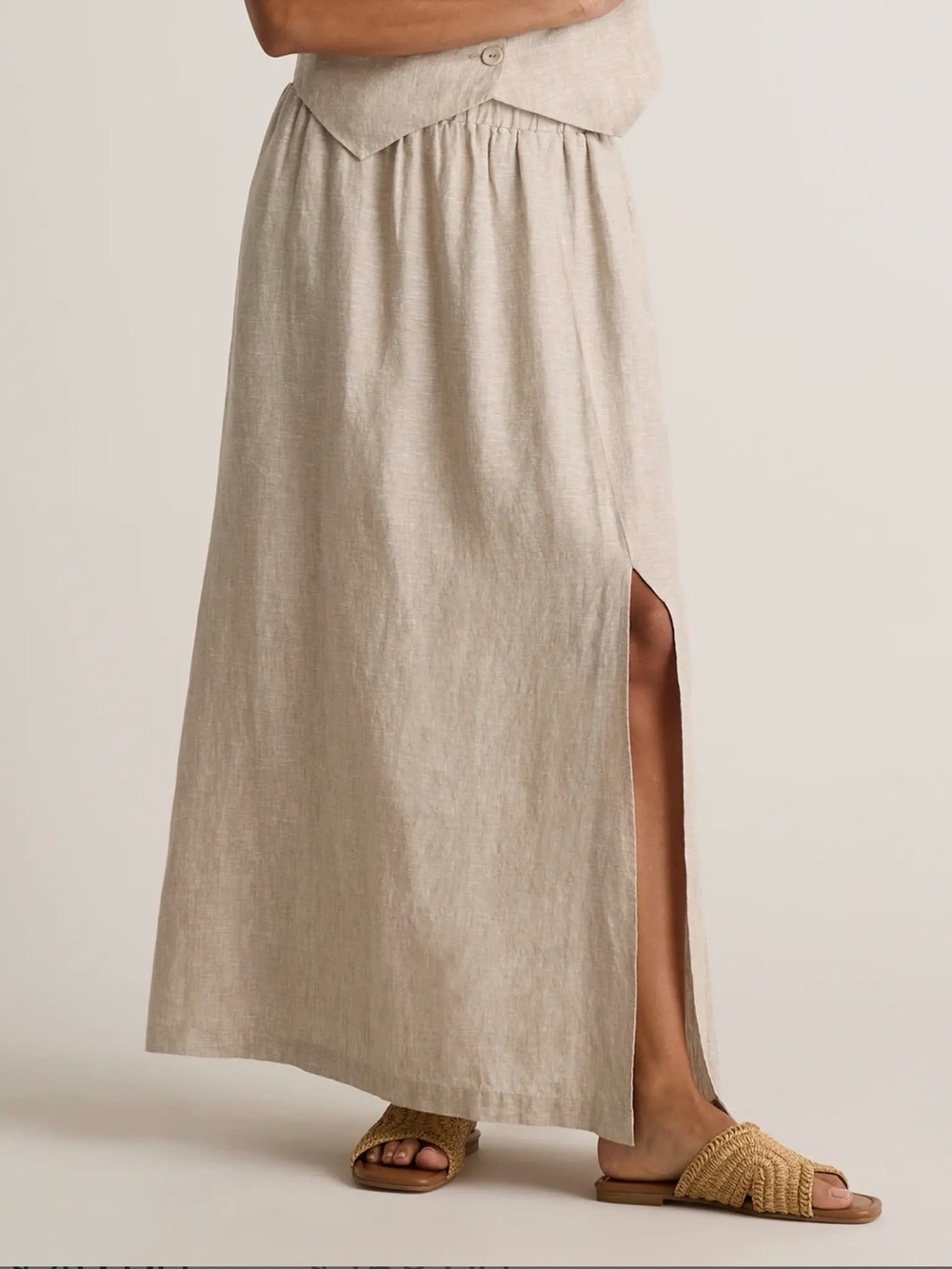 Quince European Linen Maxi Skirt in Flax
